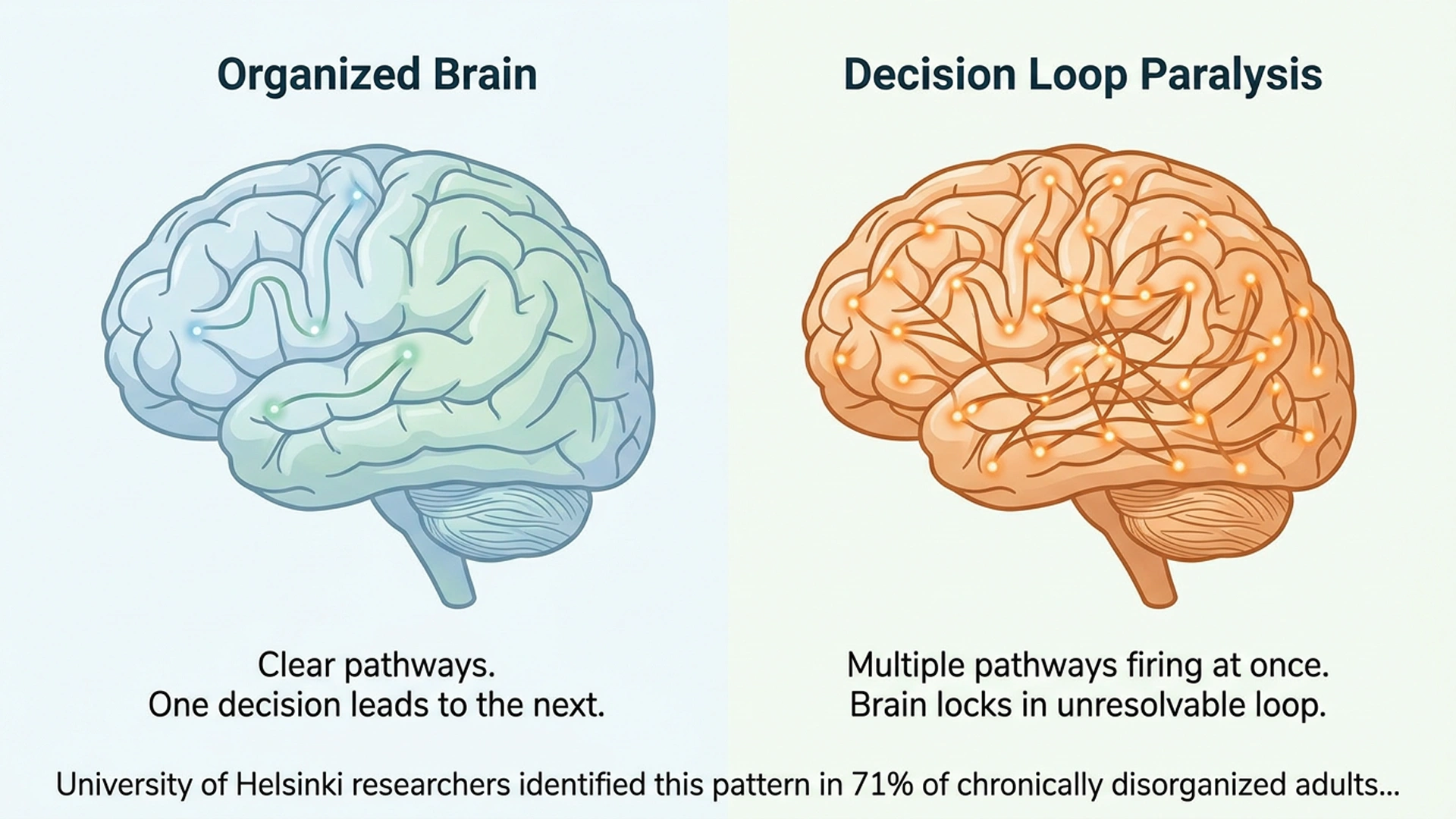 Brain-pattern style visual about decision overload