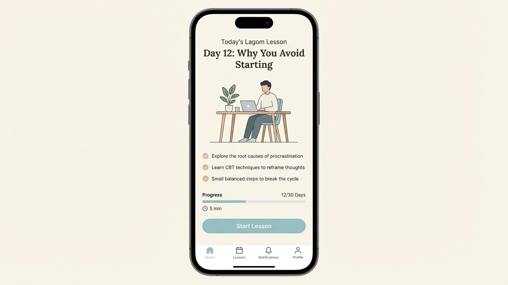 Simple task prompt visual on a phone