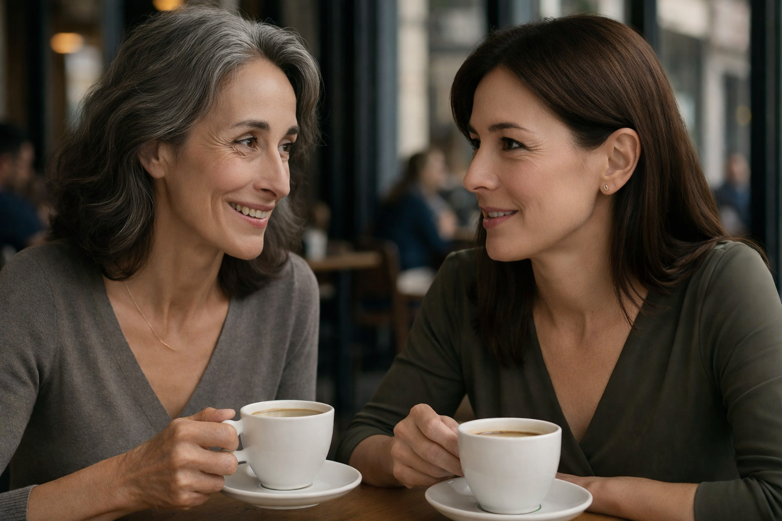 Friend sharing advice at coffee